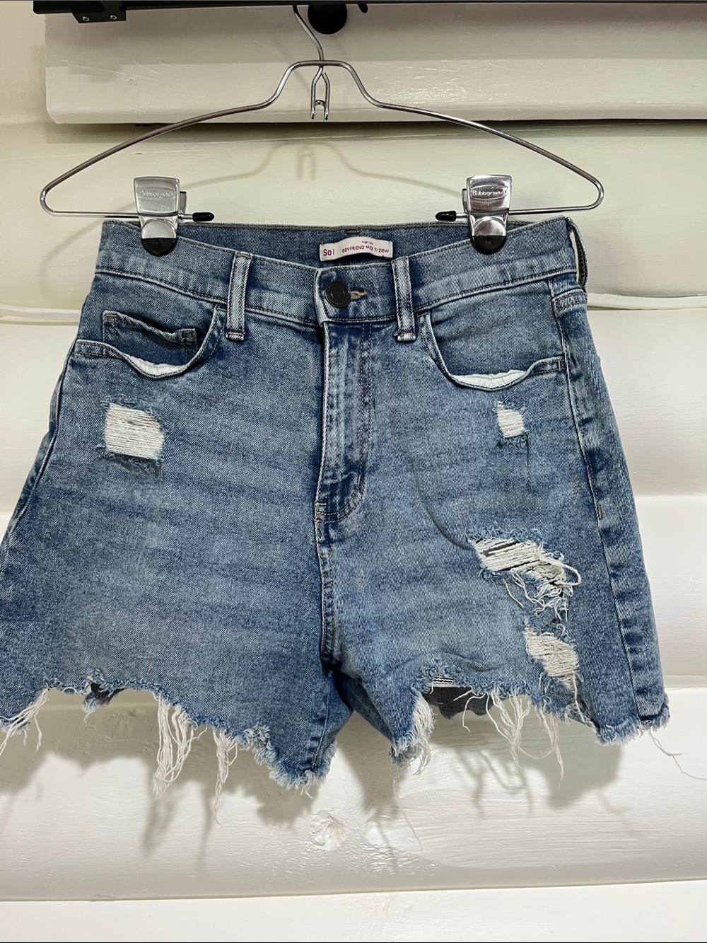 SO Light Blue Distressed Denim Shorts